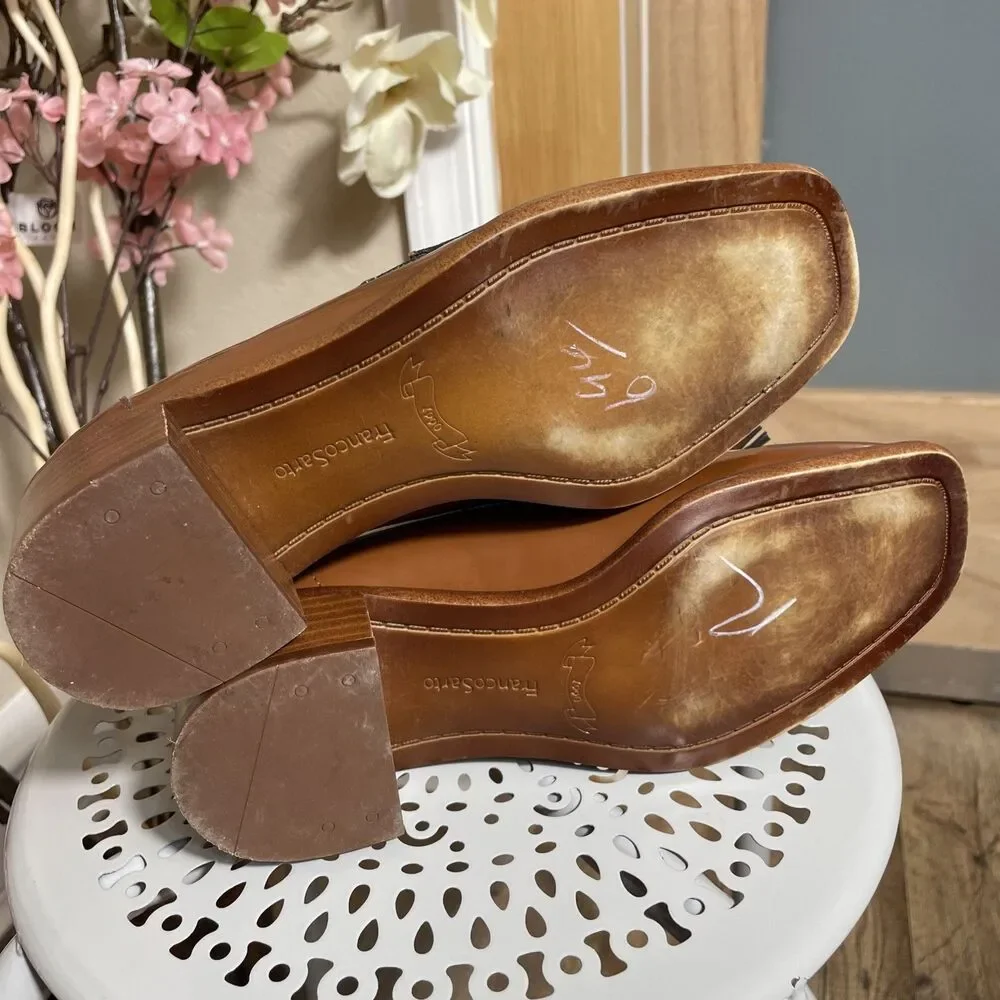 Franco Sarto Women's Donna Heeled Loafers Tassles Brown Shoes Sz 6 Office Work